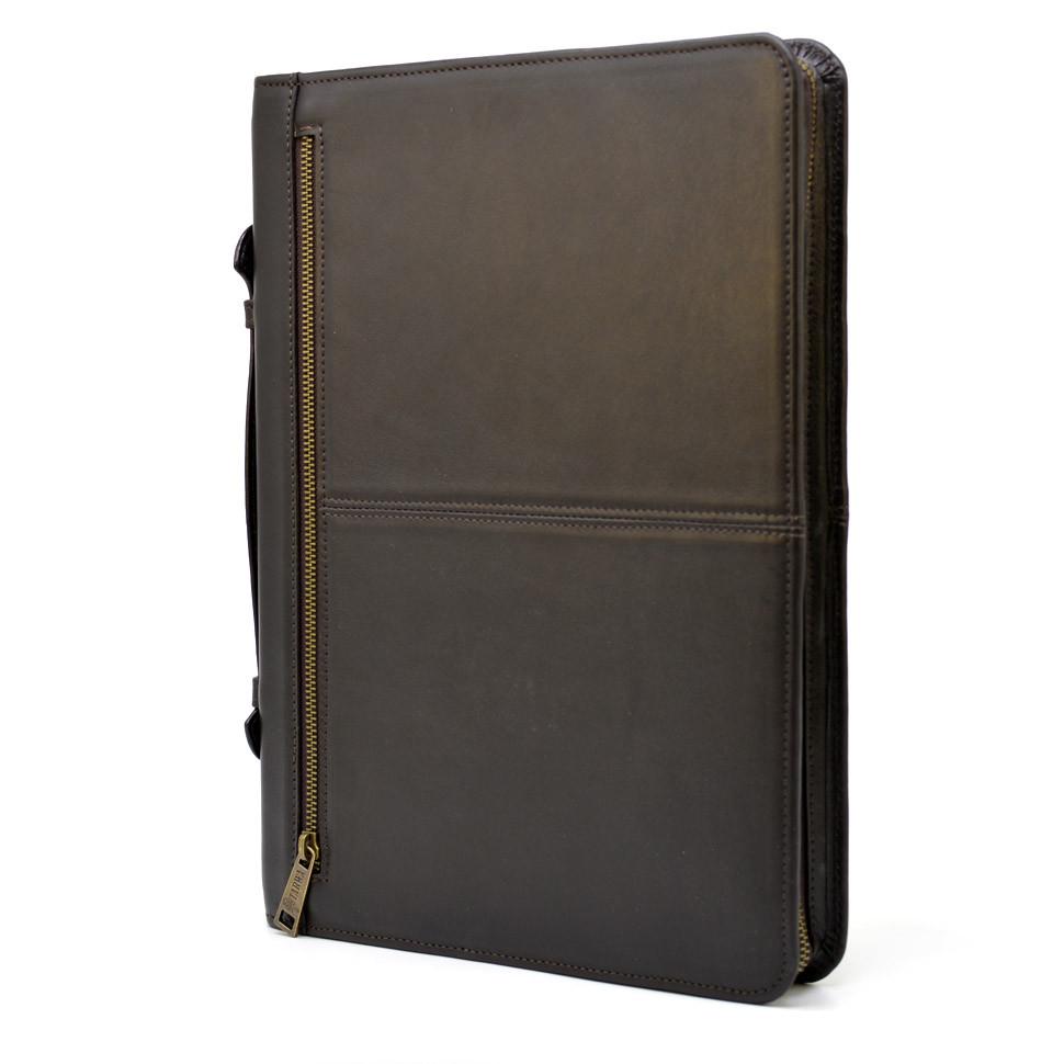 Папка кожаная на молнии с ручкой с органайзером TARWA GC-4495-4lx А4 Коричневый (40156) - фото 5 Папка кожаная на молнии с ручкой с органайзером TARWA GC-4495-4lx А4 Коричневый (40156) - фото 5