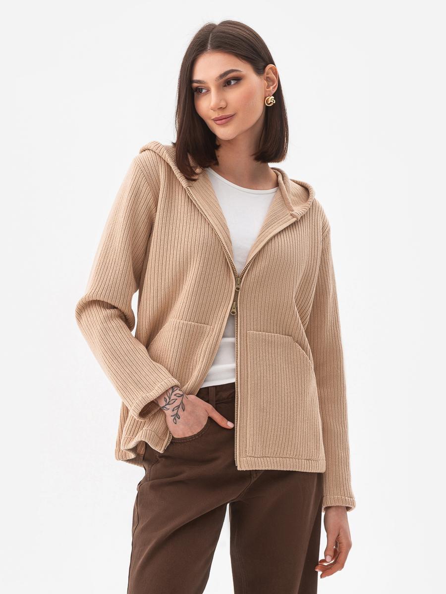 Кардиган бавовняний з капюшоном SVTR р. 48-52 Бежевий (592)