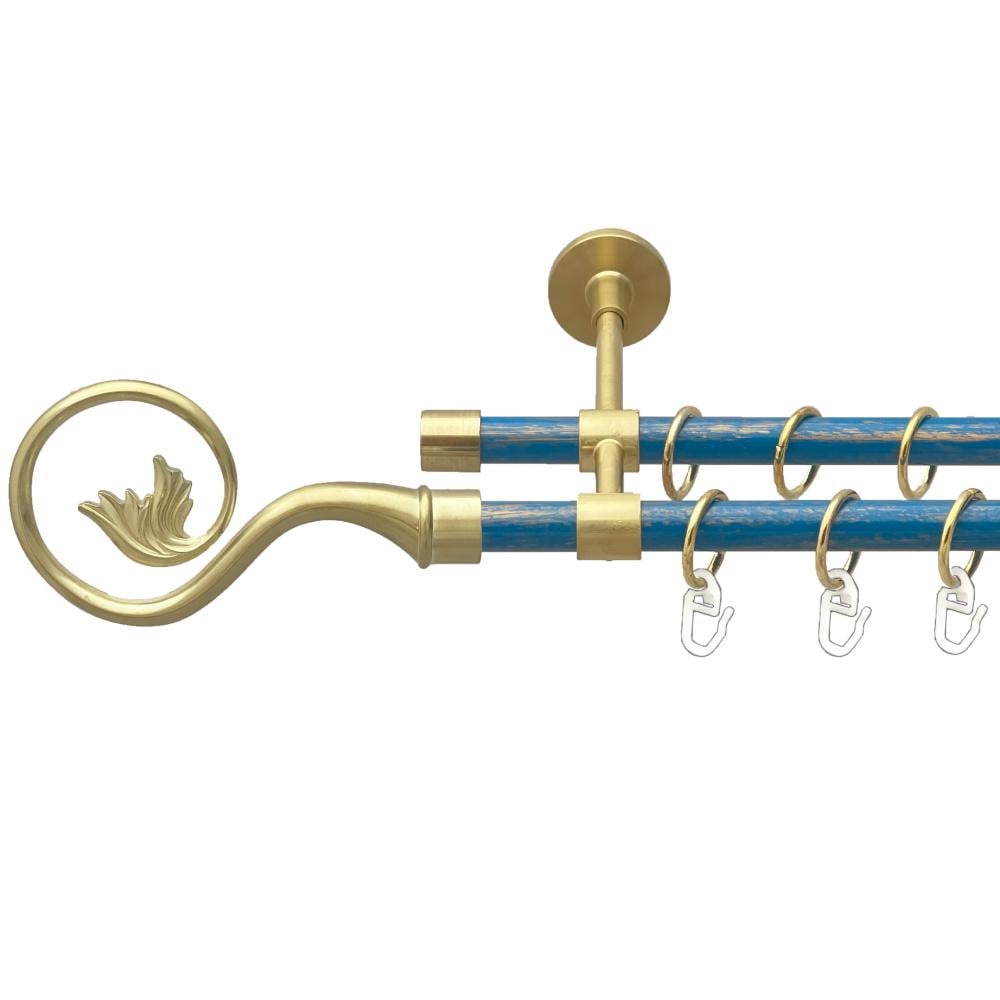 Карниз Orvit Ніка металевий дворядний закритий гладка труба кільце металеве Матове - Блакить 16/16 мм 200 см Золото (00-00025081)