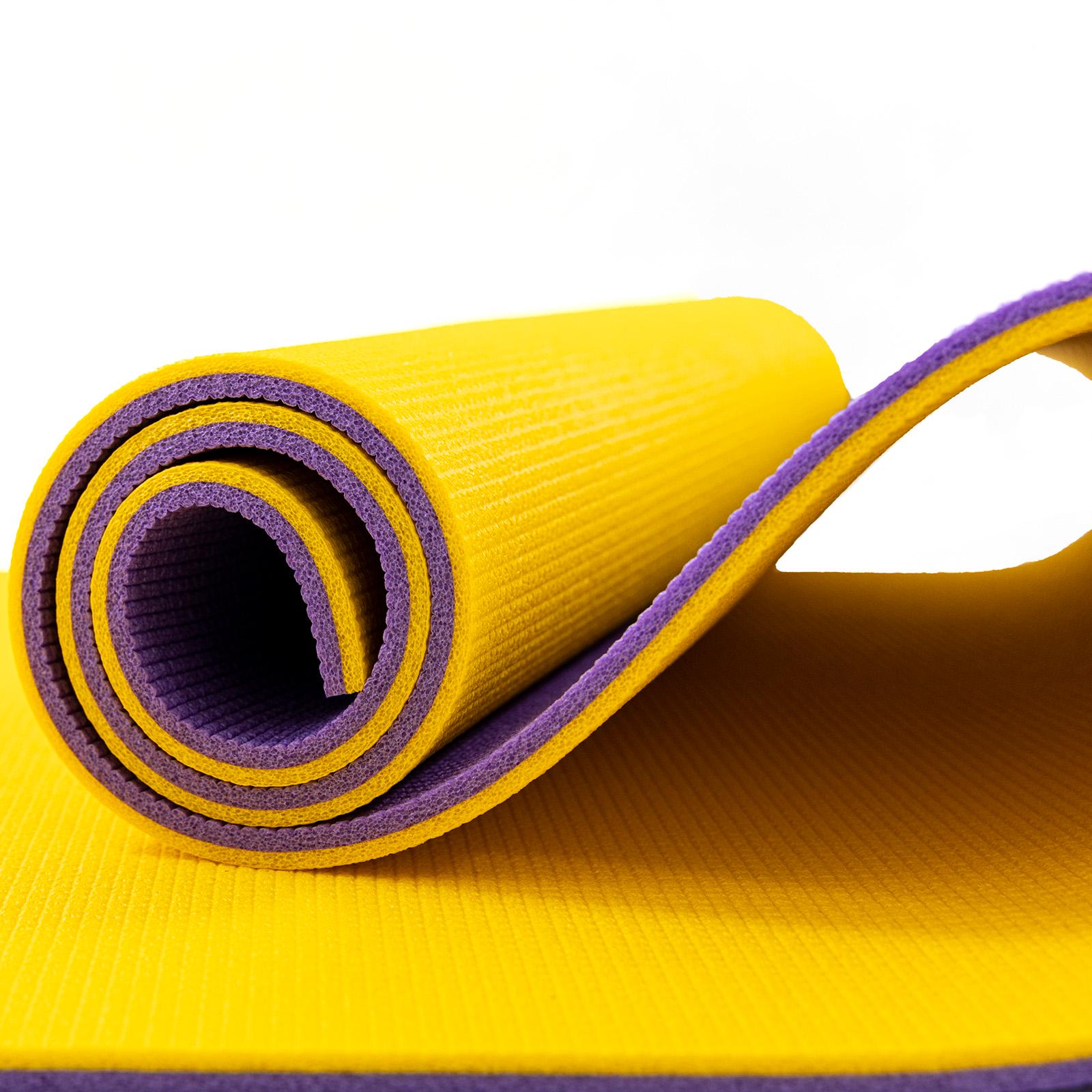 Килимок для йоги та чохол OSPORT n-0008 Спорт 8 мм Жовтий/Фіолетовий (21469) - фото 3