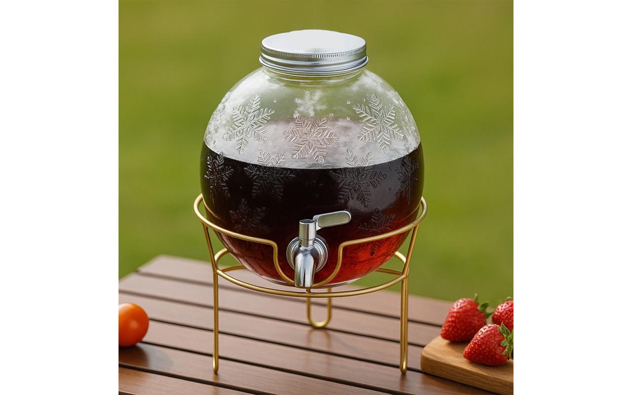 Диспенсер для напитков VIO стеклянный на металлической подставке 6 л (29690821)