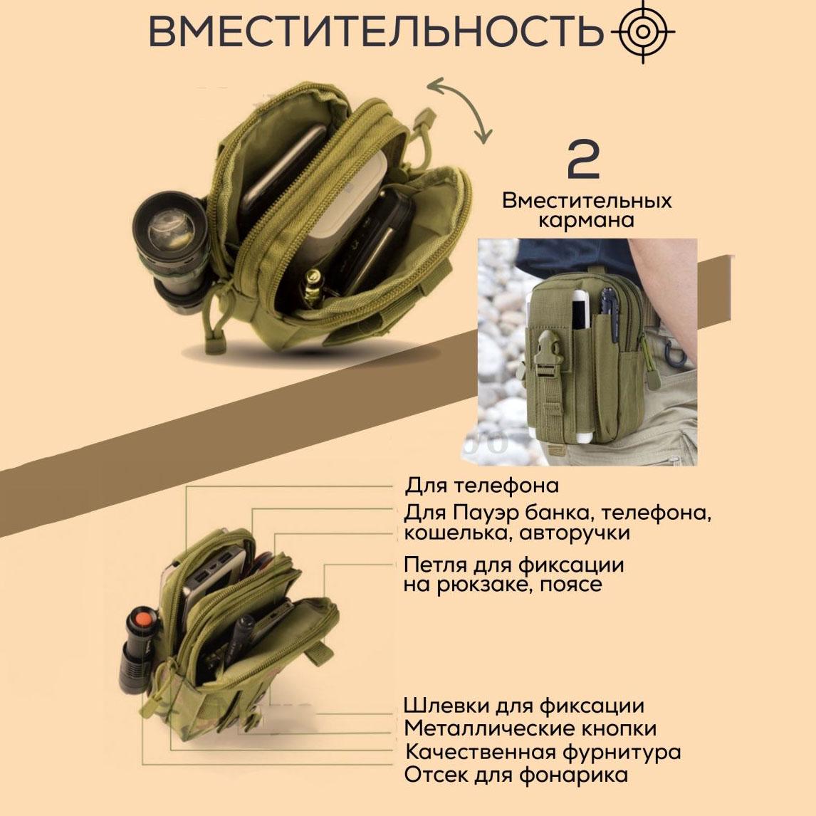 Сумка для телефона MOLLE Койот - фото 12 Сумка для телефона MOLLE Койот - фото 12