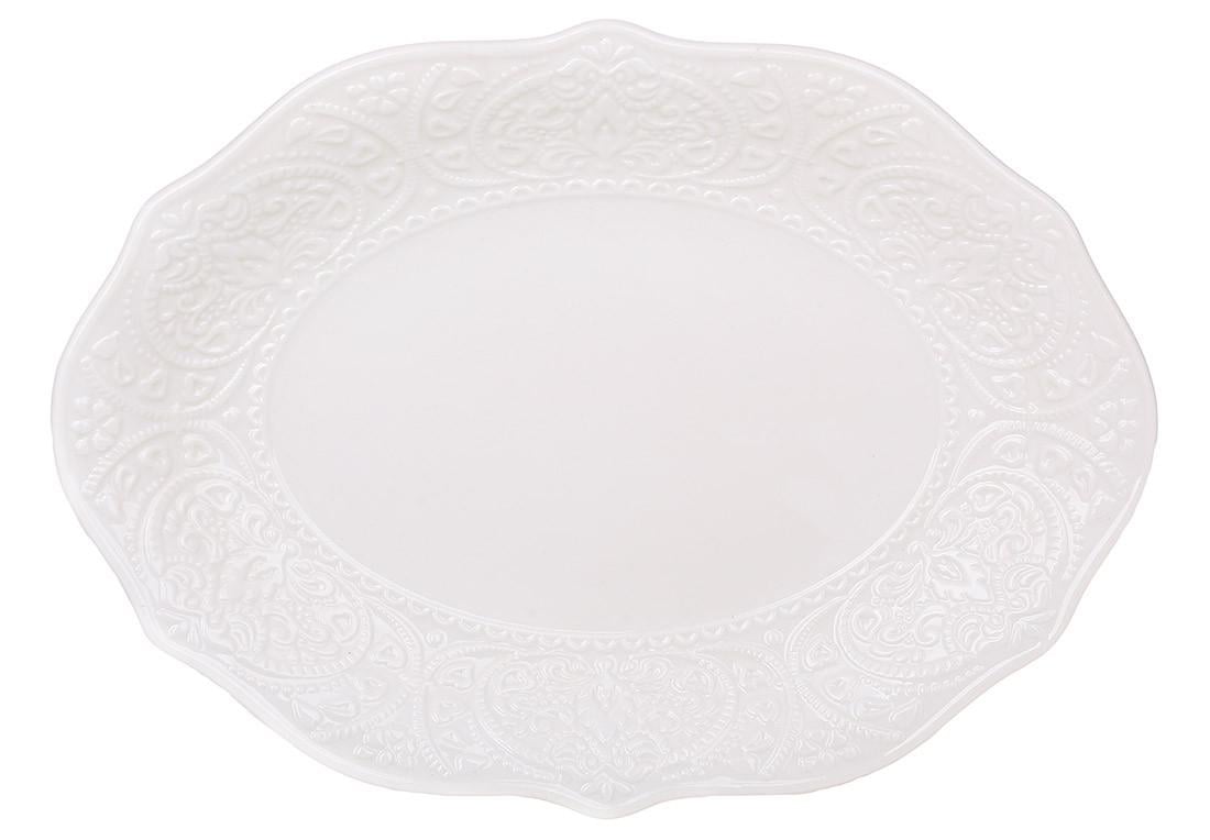 Блюдо BonaDi Dentelle Blanche фарфоровое овальное 31,3х22,7х3,2 см (988-520)