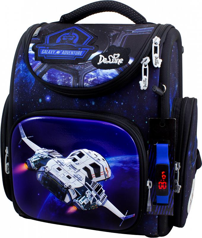 Школьный ранец DeLune 27,5х15х33,5 см Черно-синий (3-176)