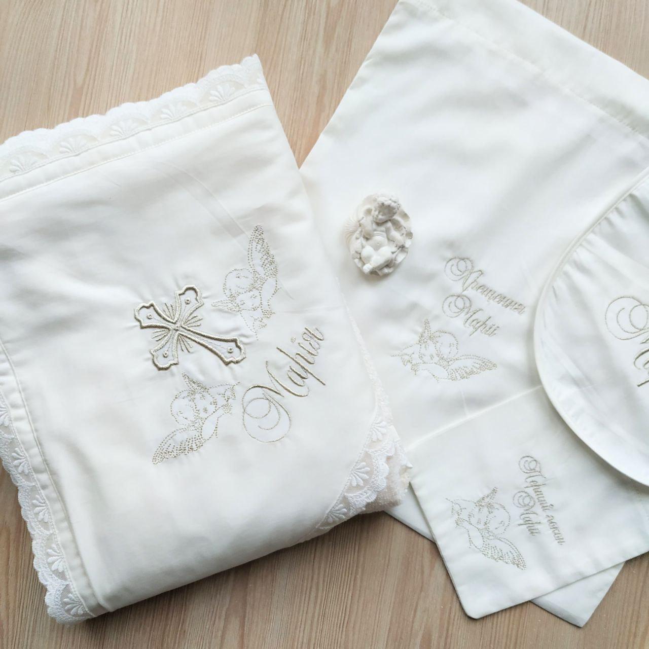 Набір для хрещення іменний Ніжність махрова крижма/мішечки для локону та зберігання (2172846196) - фото 4