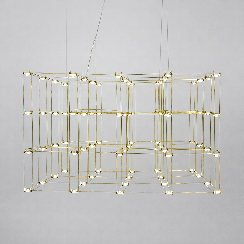 Люстра в форме параллелепипеда 95х60х60 см Золотой (87650)