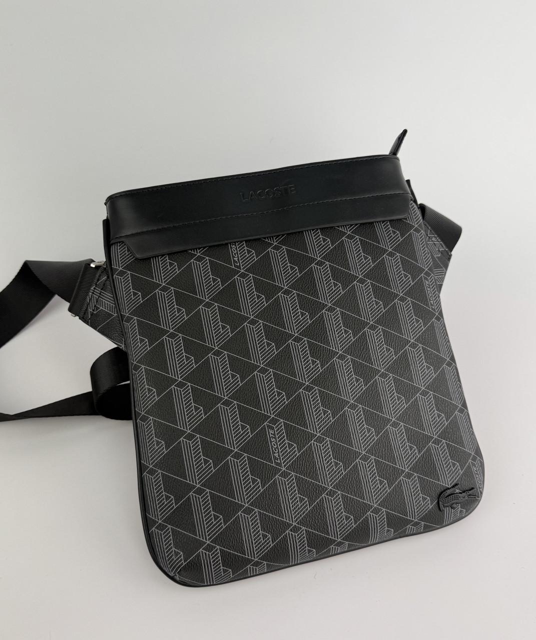 Планшетка чоловіча через плече Lacoste monogram Чорний
