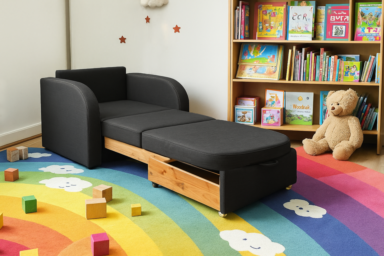 Диван-кресло мягкий раскладной Tobi Sho Дрим рогожка Bahama 1140х850х730 мм 42/Антрацит - фото 4