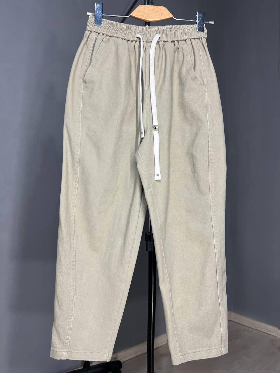 Джинси жіночі A-N 9962 MOM кюлоти укорочені резинка на таліі шнурок XL Бежевий (3699) - фото 6