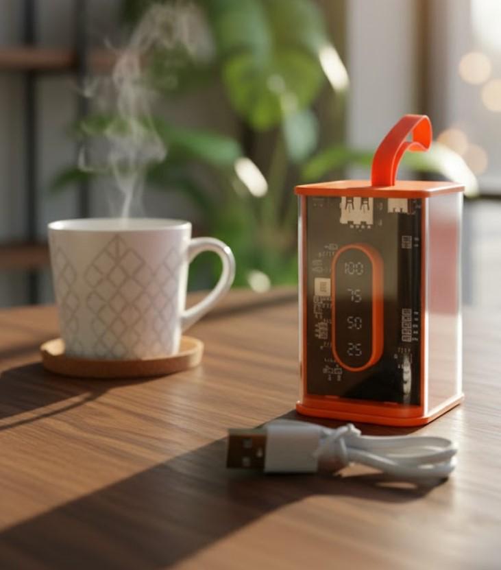 Повербанк з прозорими стінками та світлодіодним дисплеєм 10000 mAh Помаранчевий (2104618813) - фото 8