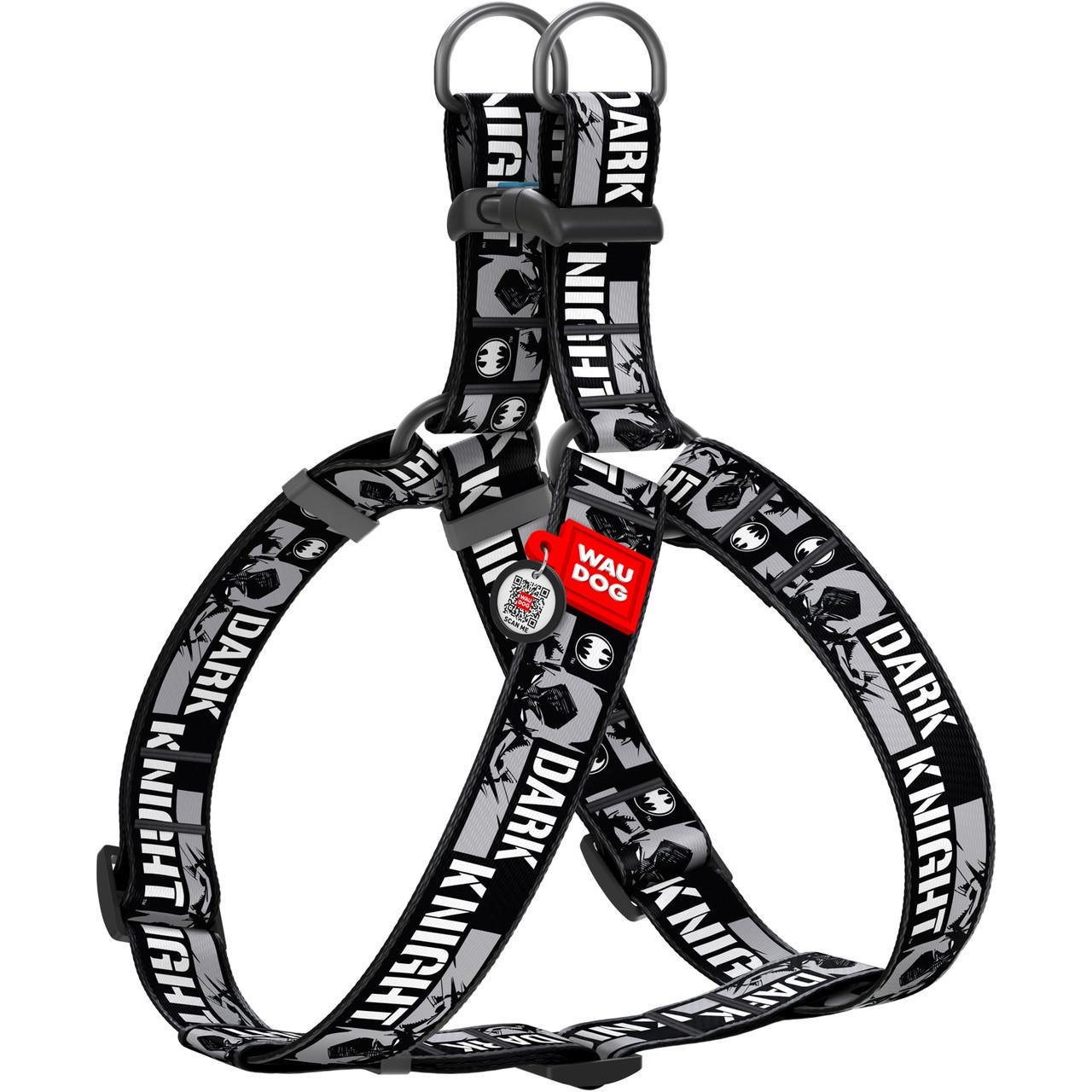 Шлей для собак Waudog Nylon с QR паспортом Темный рыцарь пластиковый фастекс XL (324-2011)