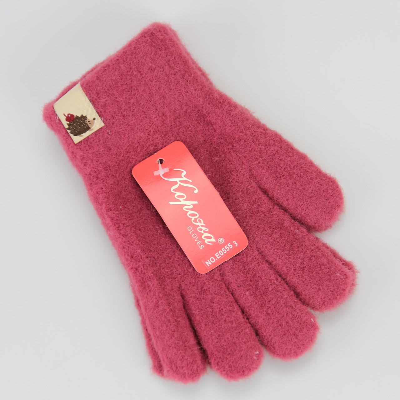 Рукавички для дівчинки Альпака вовняні осінь/зима 9-12 років Малиновий (33487)