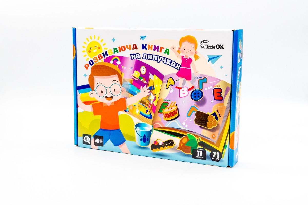Книга на липучках дитяча розвиваюча PuzzleOK Алфавіт та предмети 71 деталь - фото 3