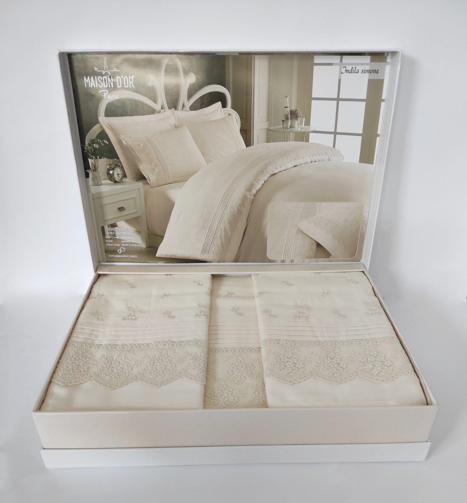 Комплект постельного белья Maison D'or R J.Simone с кружевом 200х220 Ecru (CN9158)