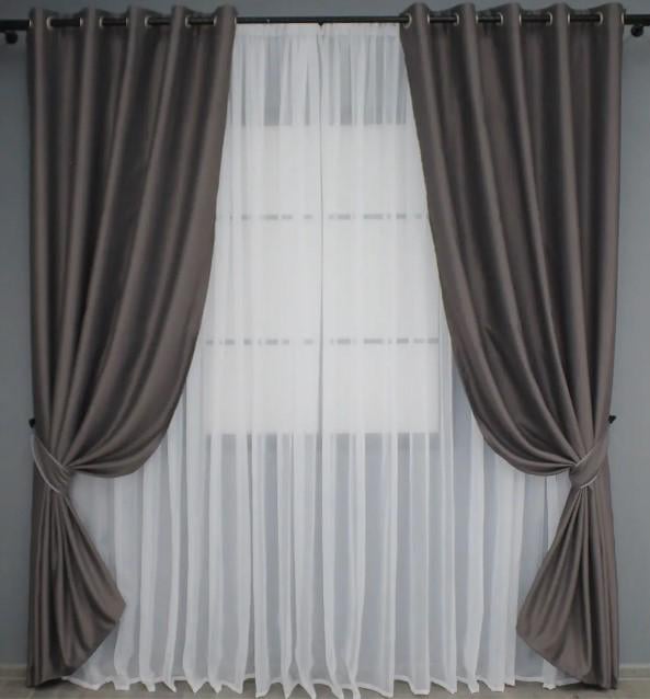 Комплект штор Fusion Dimout на люверсах блекаут 1,5х2,5 м 2 шт. Темное какао (833ш) Комплект штор Fusion Dimout на люверсах блекаут 1,5х2,5 м 2 шт. Темное какао (833ш)