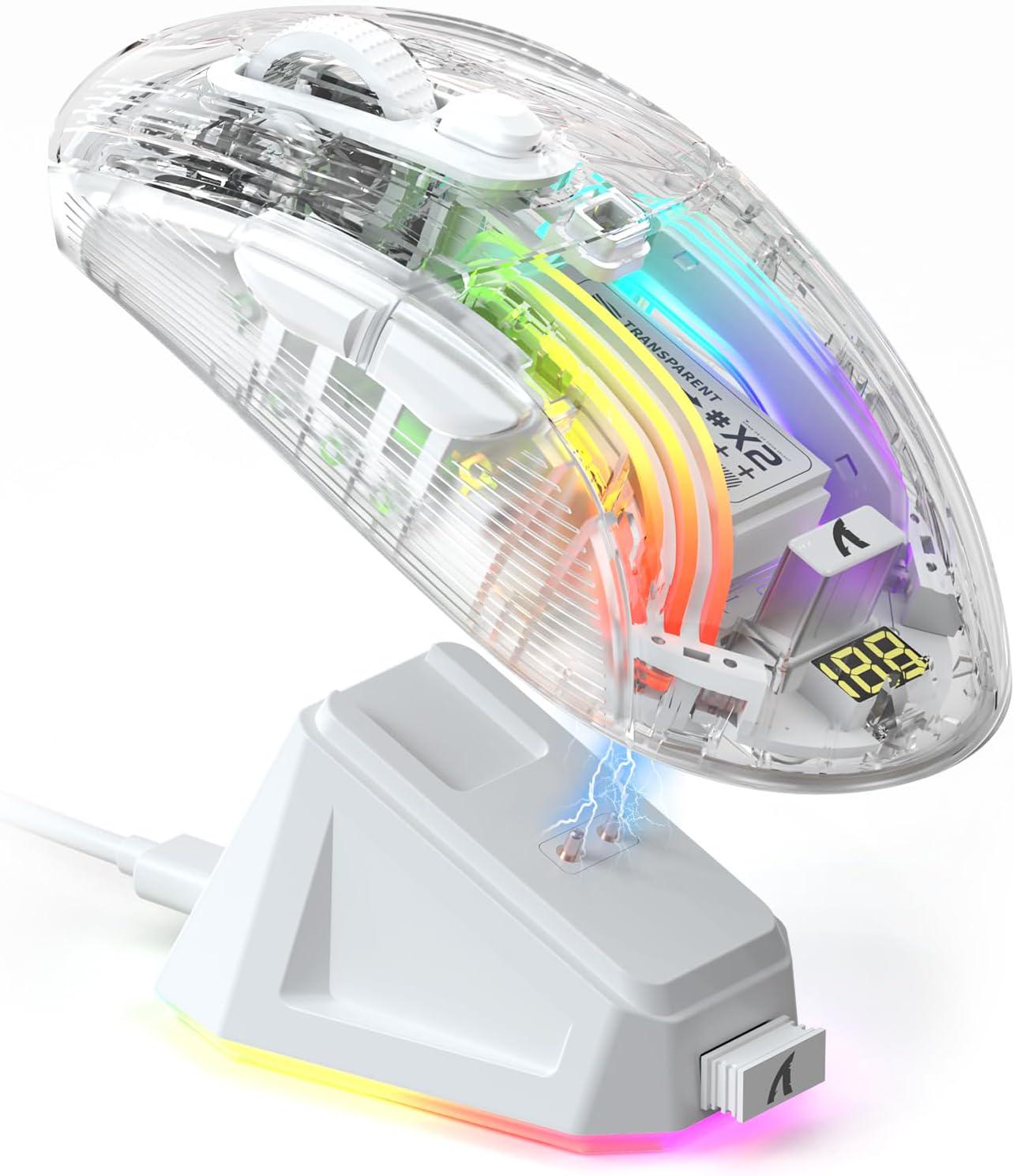 Мишка ігрова бездротова attack shark X2 Pro RGB 3 режими 2,4 G/Bluetooth/кабель/док станція 4000 DPI White