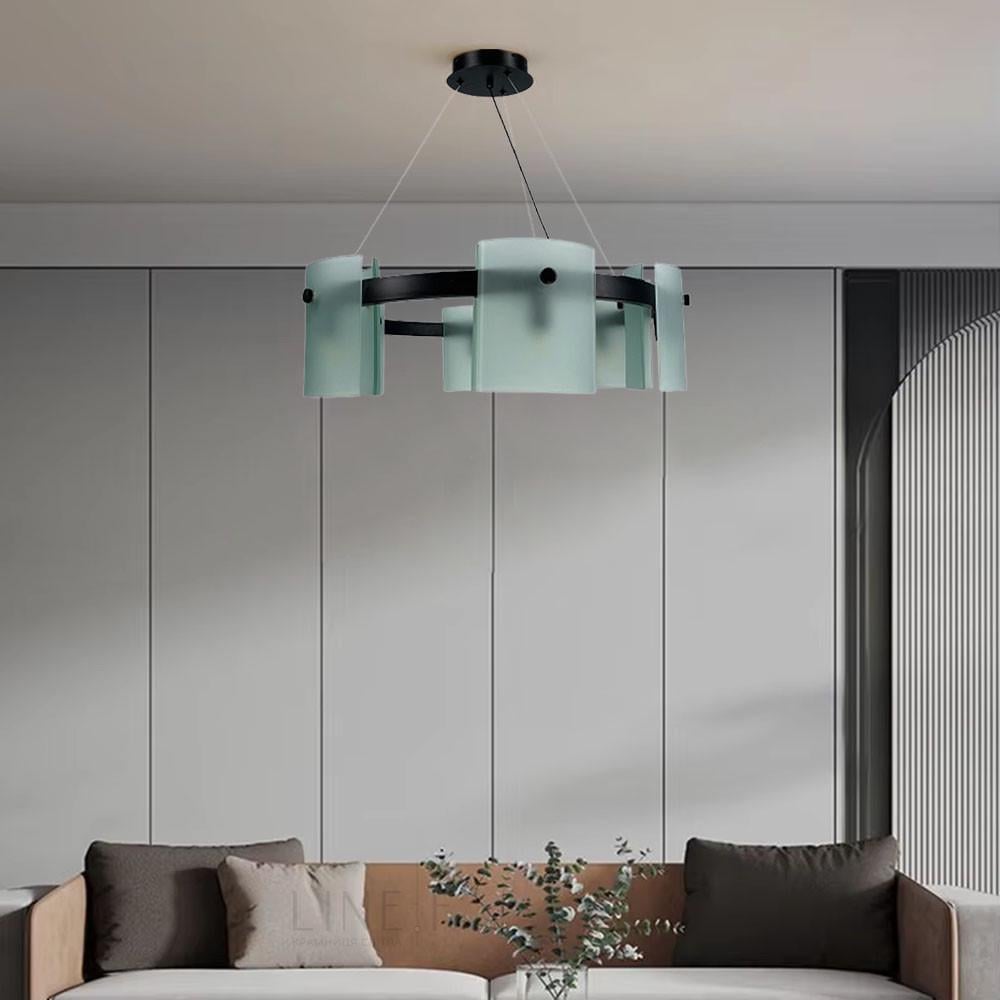 Люстра-кольцо с матовыми пластинами Ø 60 см Черный (D3903/6 BK/WT)