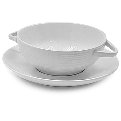 Тарелка суповая Stenson MC3254 с блюдцем 300 мл фарфор Белый (550127)