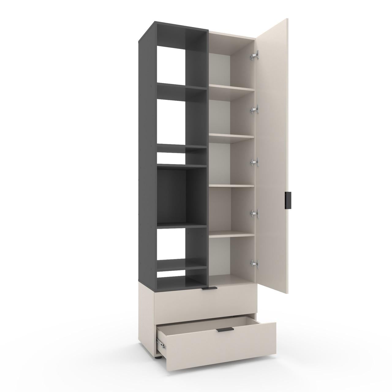 Шкаф Metkas Home A001L ЛДСП 800x420x2300 мм Кашемир/Антрацитовый