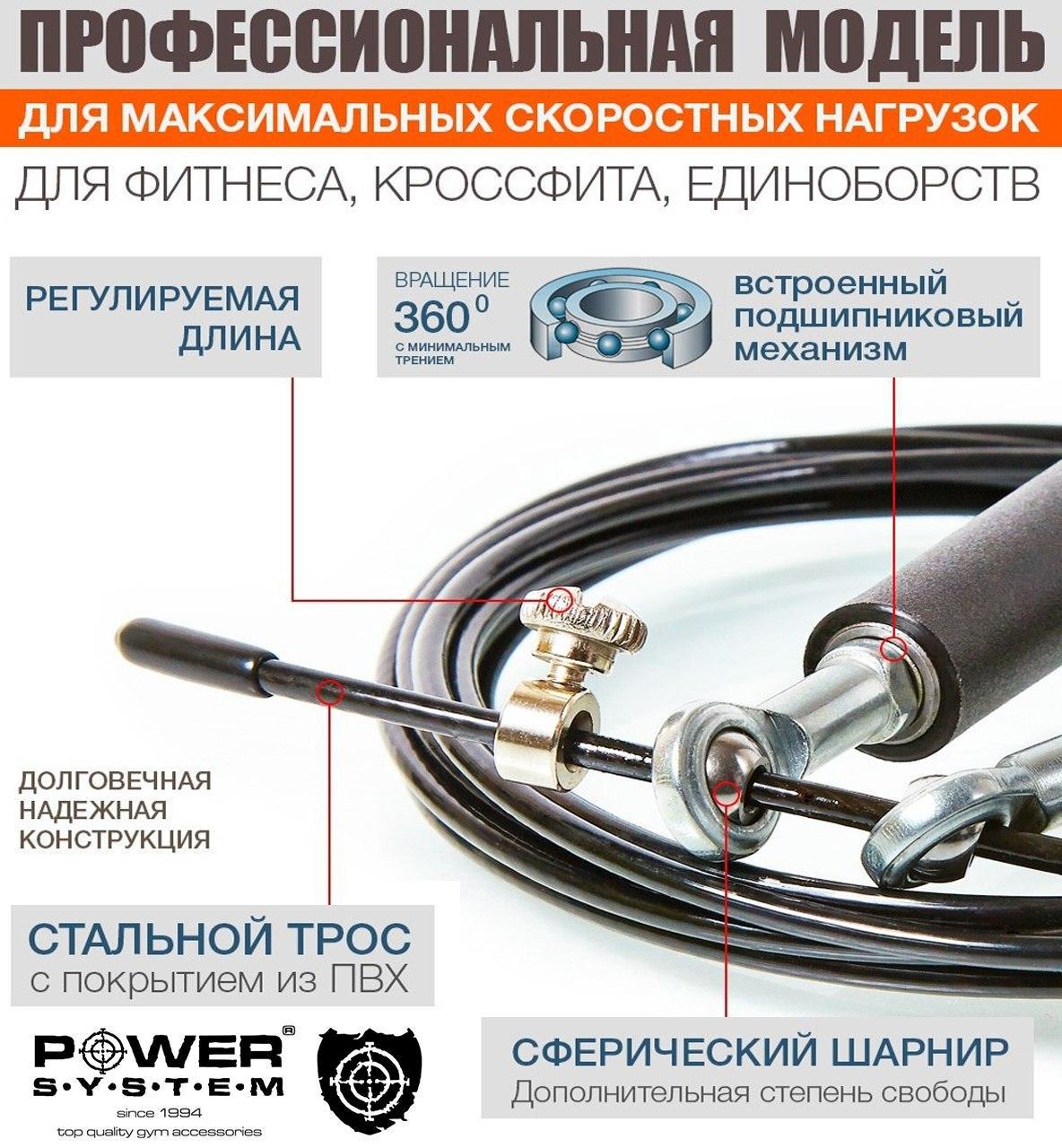 Швидкісна скакалка Power System Ultra Jump Rope PS-4064 Silver - фото 3