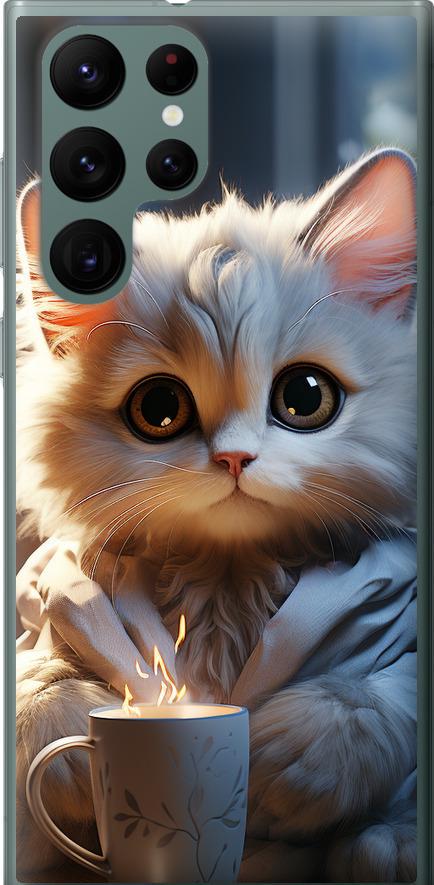 Чехол на Samsung Galaxy S22 Ultra White cat (5646u-2500-42517)