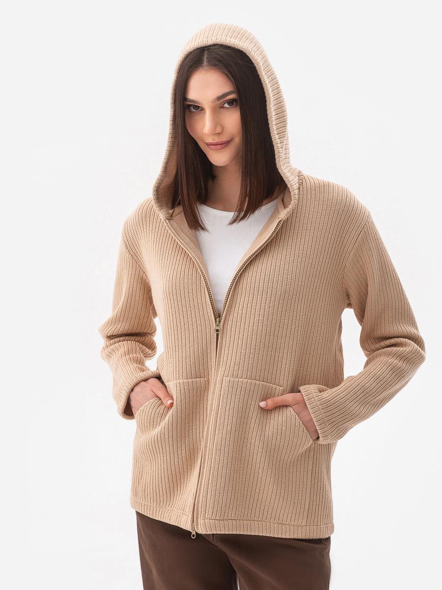 Кардиган хлопковый с капюшоном SVTR р. 48-52 Бежевый (592) - фото 9