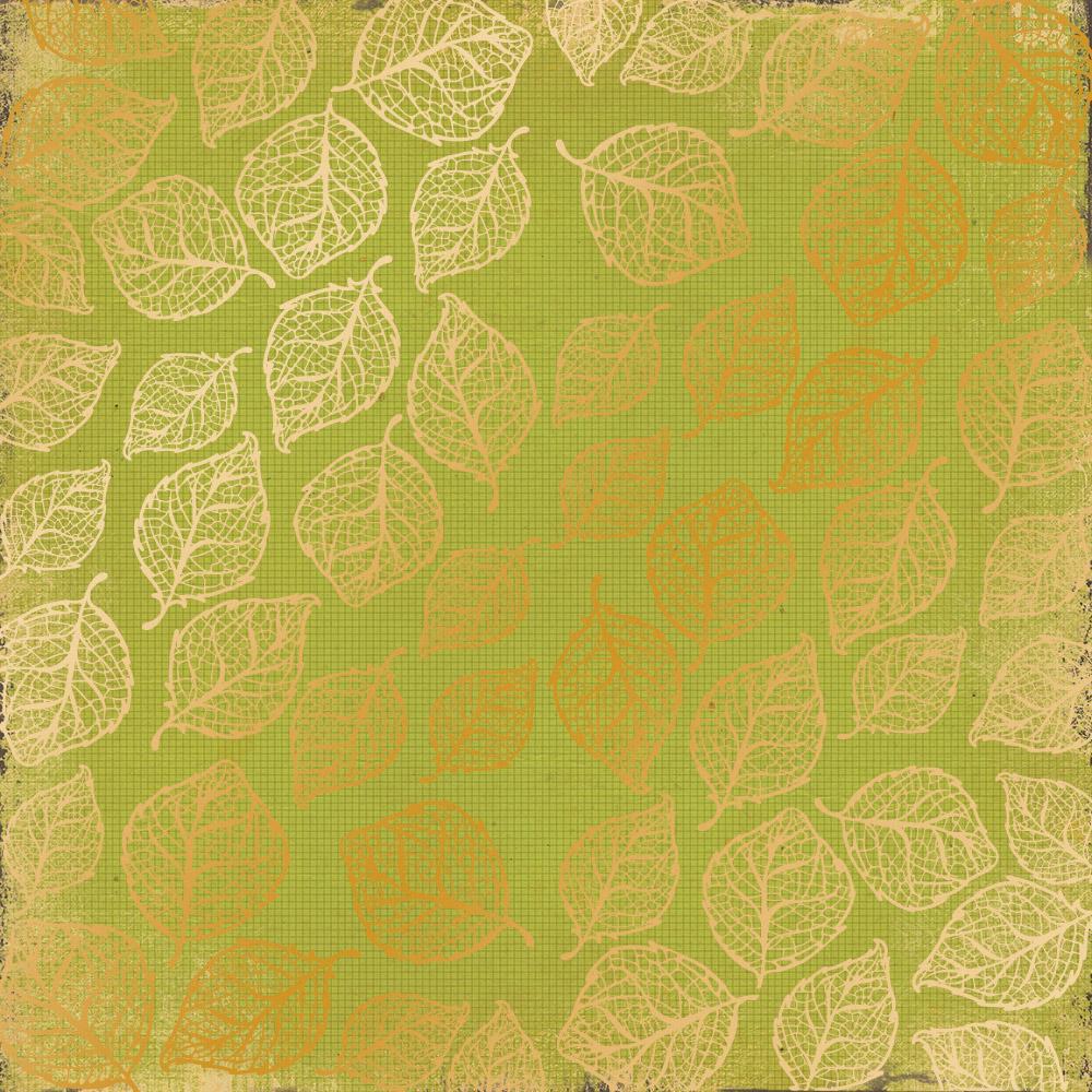 Лист бумаги односторонний Golden Delicate Leaves с фольгированием 30,5х30,5 см Botany Summer