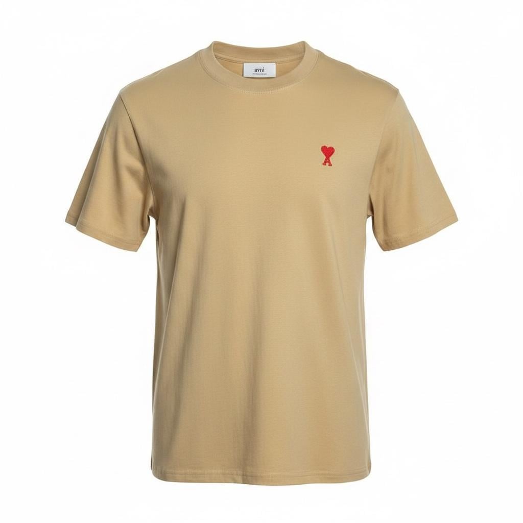 Футболка мужская в стиле AMI Paris Ami De Coeur Classic Fit T-Shirt M Бежевый (AP12001.4M)