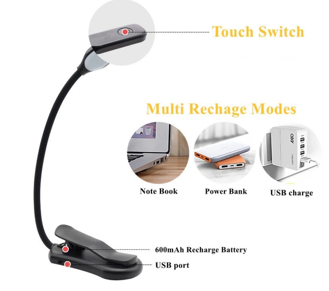 Лампа для чтения книг 7 светодиодов и 3х-уровневым освещением 360-7 - фото 3 Лампа для чтения книг 7 светодиодов и 3х-уровневым освещением 360-7 - фото 3