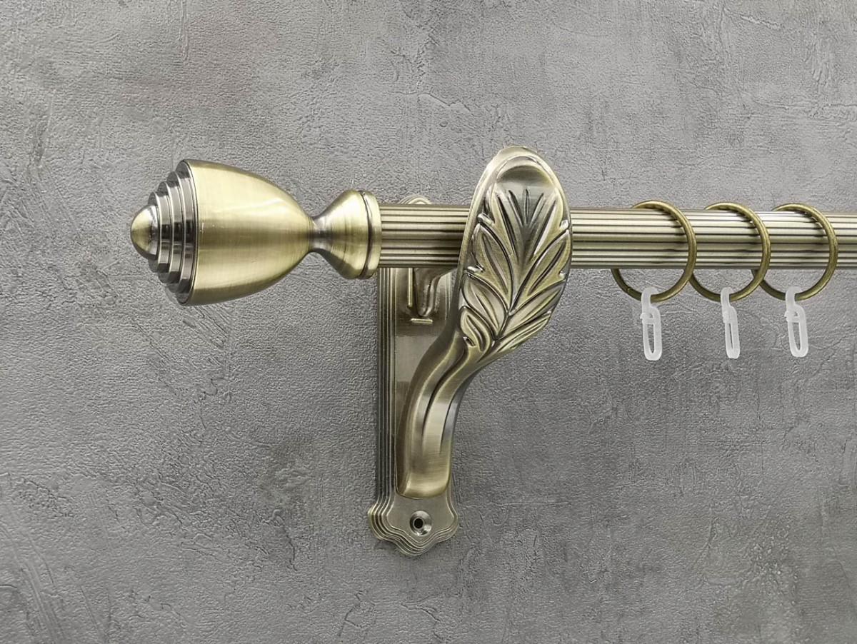 Карниз Quadrum Палацио рифленая штанга одинарный ретро 25 мм 300 см Антик (262042891)