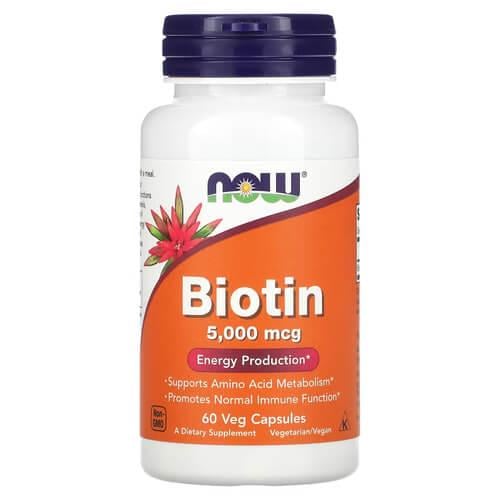 Биотин B-7 NOW Biotin 5000 mcg 60 veg capsules (NOW-00471)