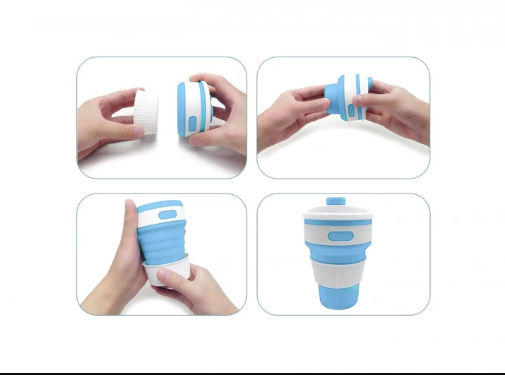 Чашка силиконовая Collapsible с герметичной крышкой и поилкой 350 мл Голубой - фото 2 Чашка силиконовая Collapsible с герметичной крышкой и поилкой 350 мл Голубой - фото 2
