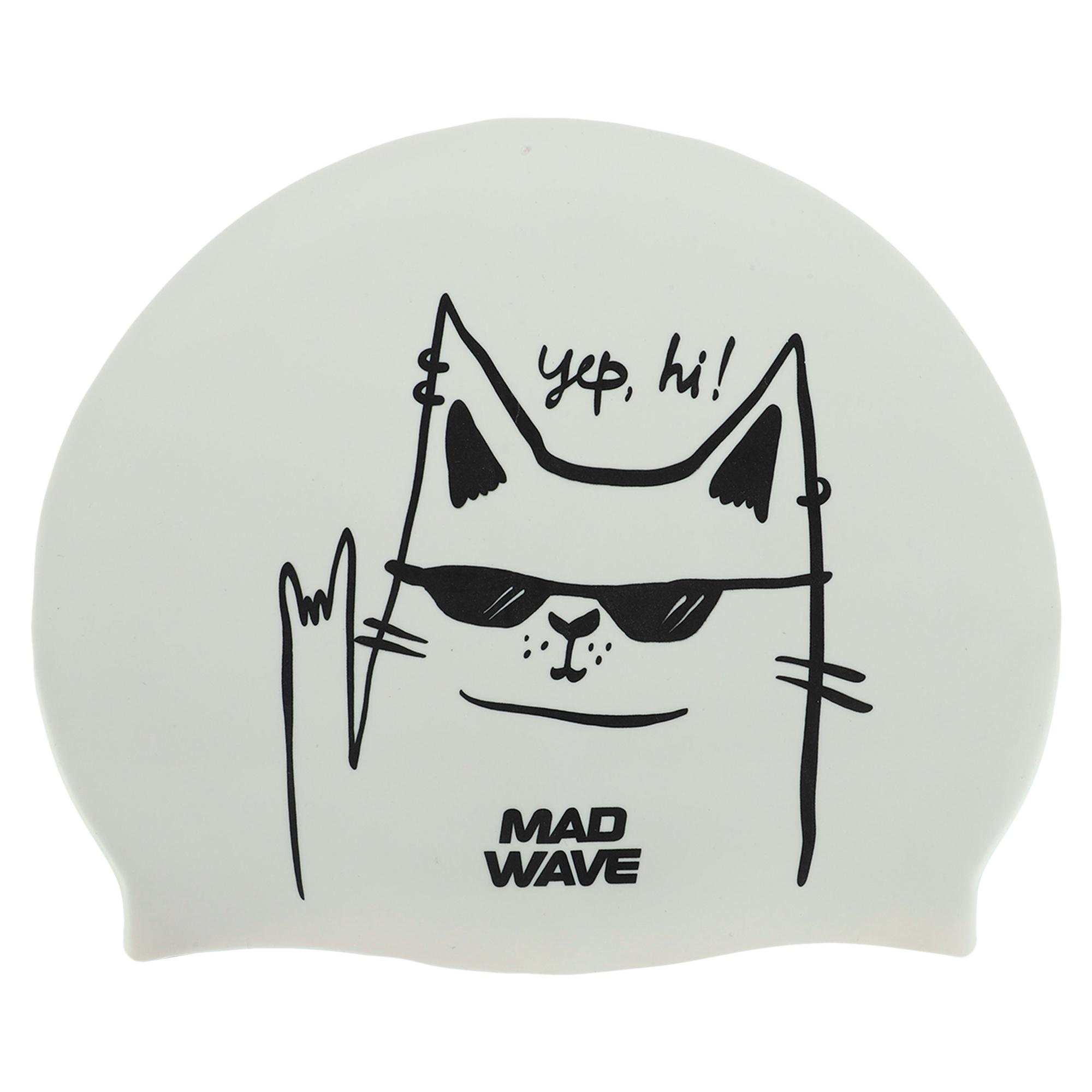 Шапочка для плавання Mad Wave Junior Cat M057306 силіконова Білий (AM0009412)