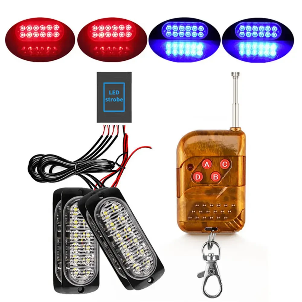 Стробоскоп з пультом керування 12 LED 12-24V 4 шт. Червоно-синій (4283) - фото 7 Стробоскоп з пультом керування 12 LED 12-24V 4 шт. Червоно-синій (4283) - фото 7