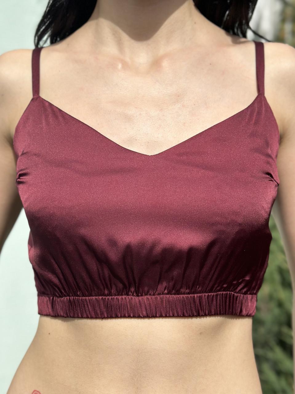 Топ на ре с инцы Maybel из шелка Армани Бордовый (2661954820) Топ на ре с инцы Maybel из шелка Армани Бордовый (2661954820)