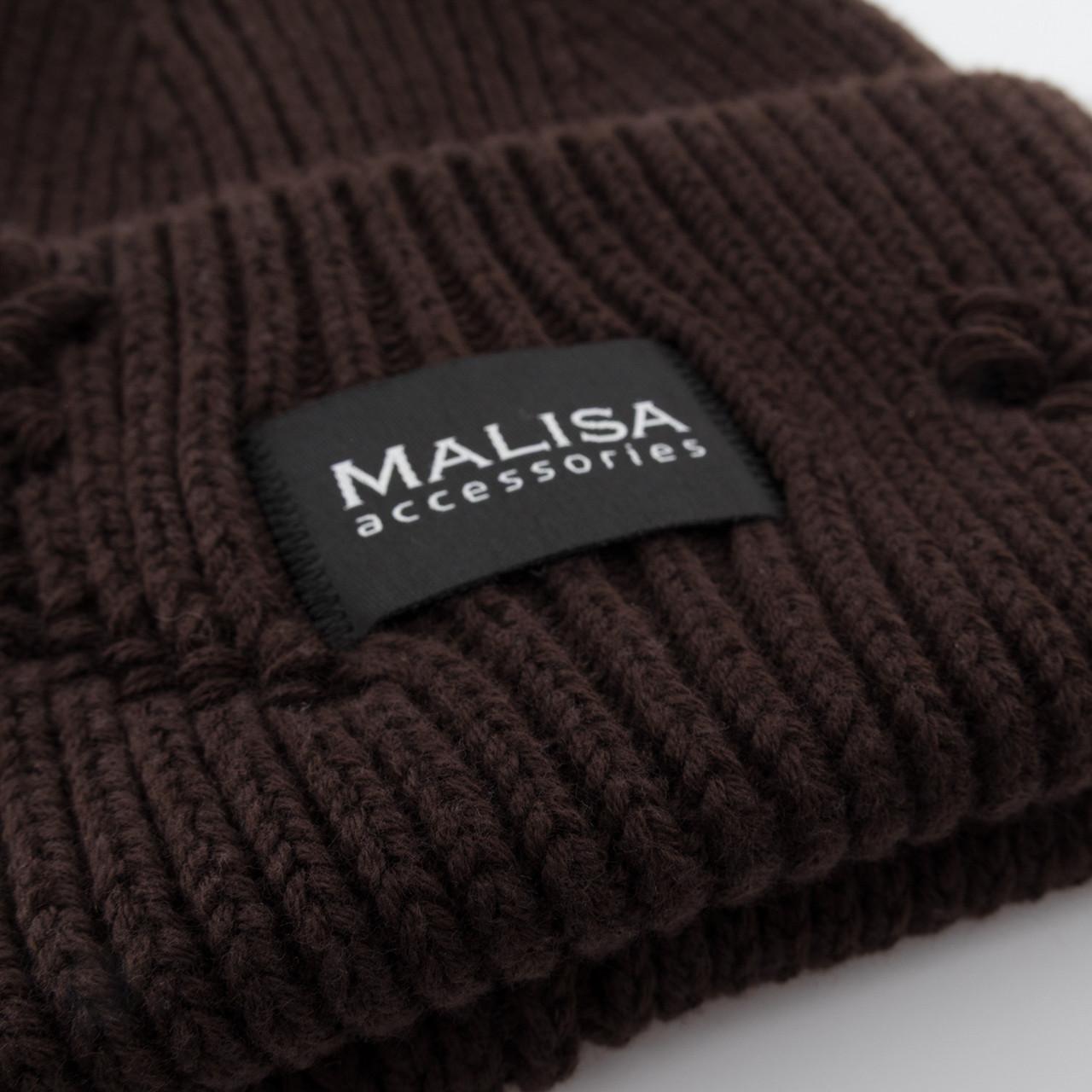 Шапка женская Malisa БРУНО без подкладки рваная с эмблемой на отвороте one size Темно-шоколадный (269647) - фото 2 Шапка женская Malisa БРУНО без подкладки рваная с эмблемой на отвороте one size Темно-шоколадный (269647) - фото 2