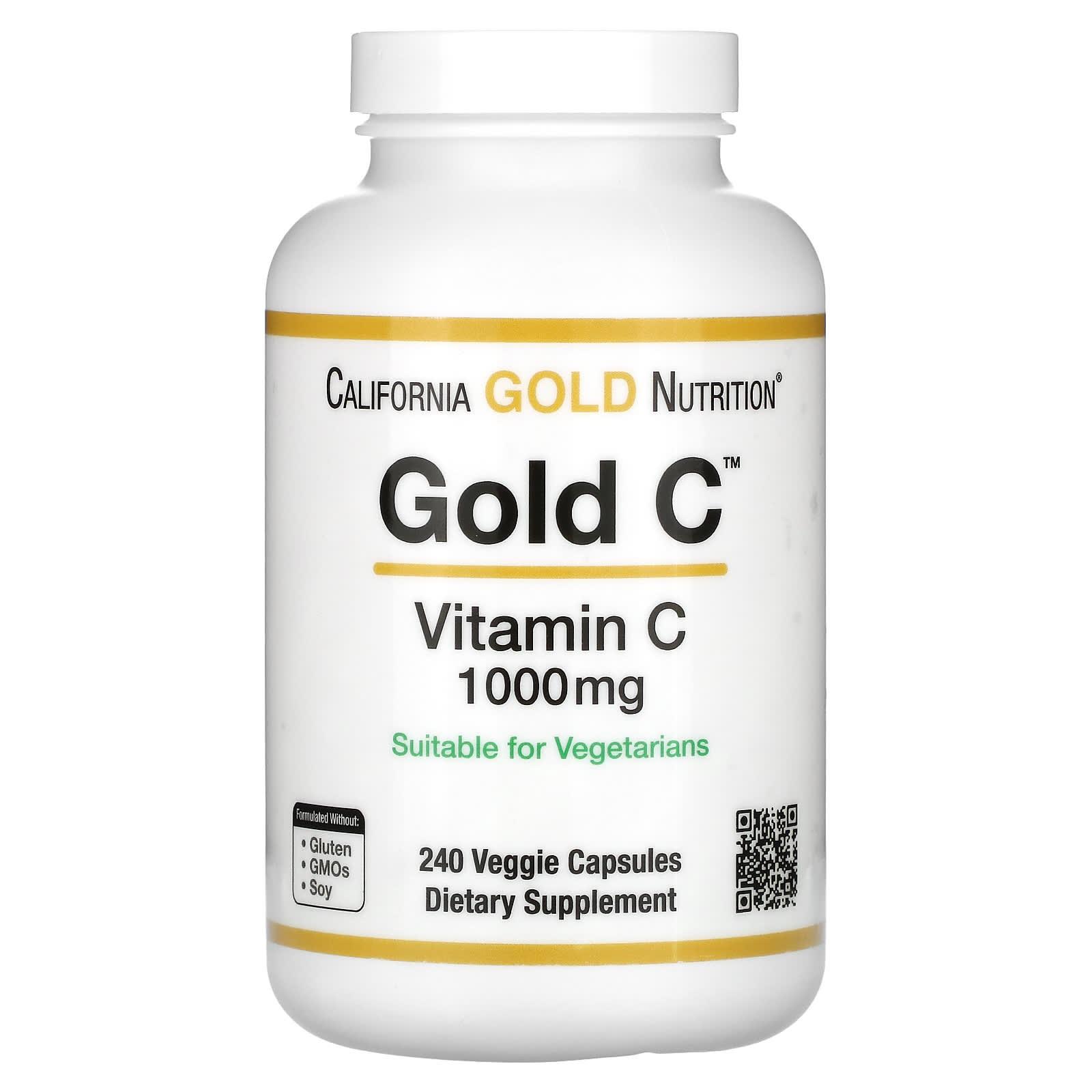 Витамин C California Gold Nutrition Gold C 1000 мг 240 растительных капс. (1302602183)