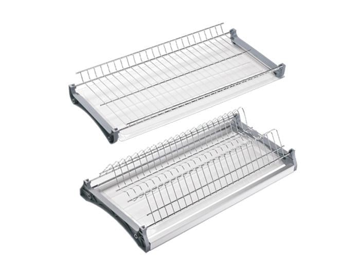 Сушарка для посуду Giff Т4 фасад 800 нержавіюча сталь 2 полиці 2 піддона і 4 кріплення з алюмінієвою рамкою (85322)