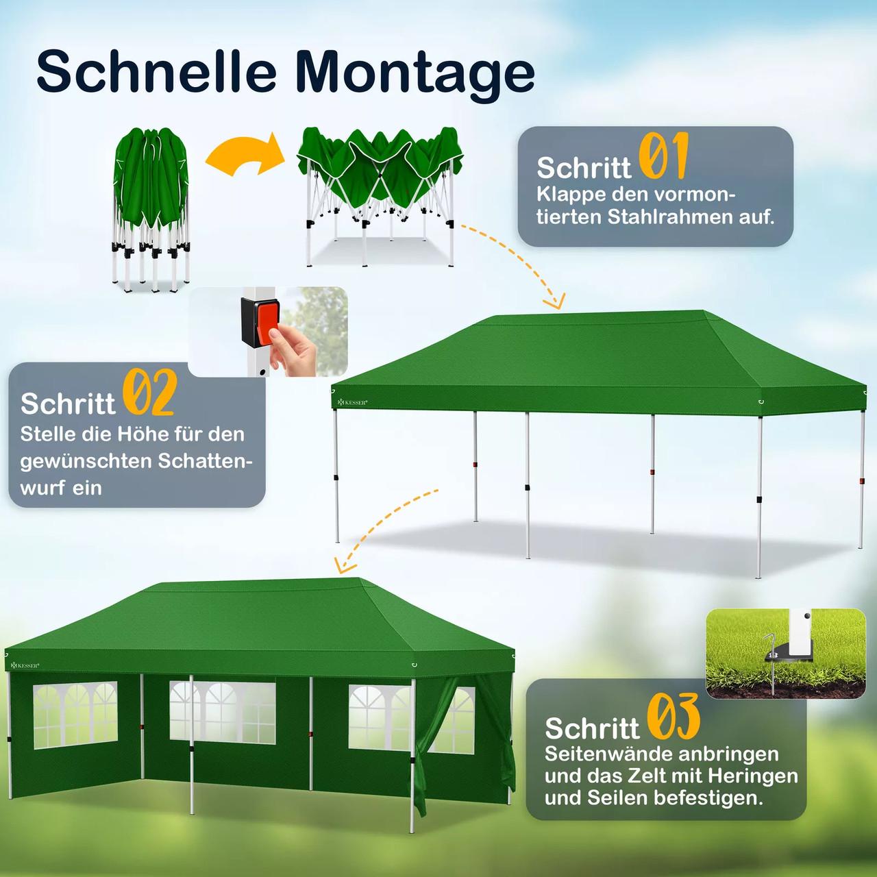 Павільйон садовий KESSER 6x3 м UV50+ Зелений - фото 2 Павільйон садовий KESSER 6x3 м UV50+ Зелений - фото 2