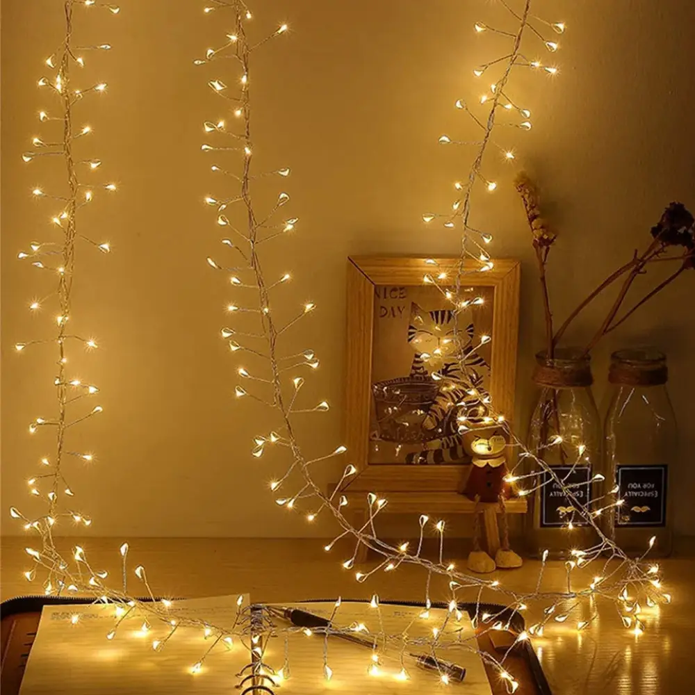 Гирлянда нить Хвойная лапа 9 м 300 LED от USB 8 режимов с пультом Теплый белый - фото 2