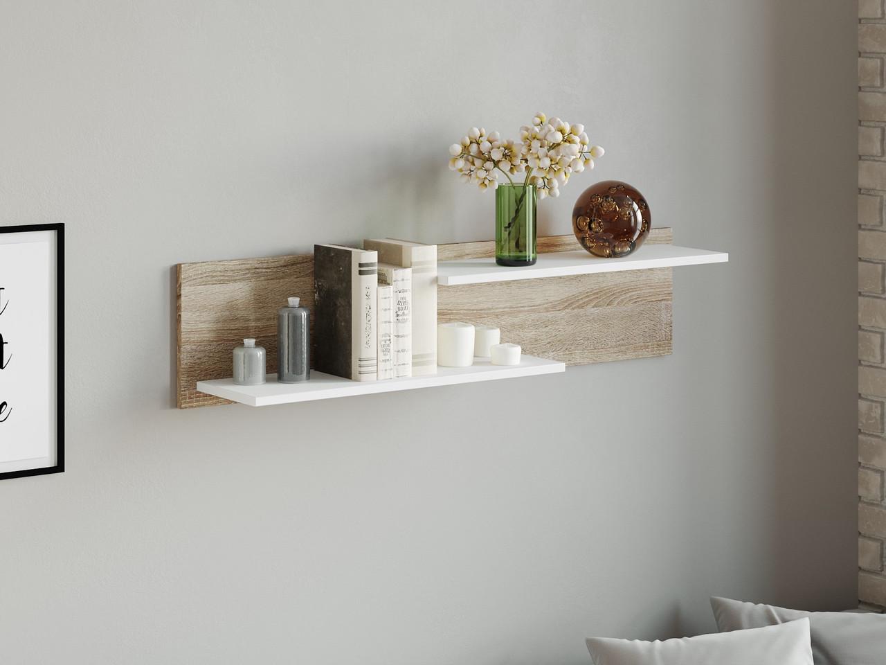 Полка настенная Moreli T-4 1100x250x218 мм Дуб сонома/Белый (mo-t4-sonoma-white)