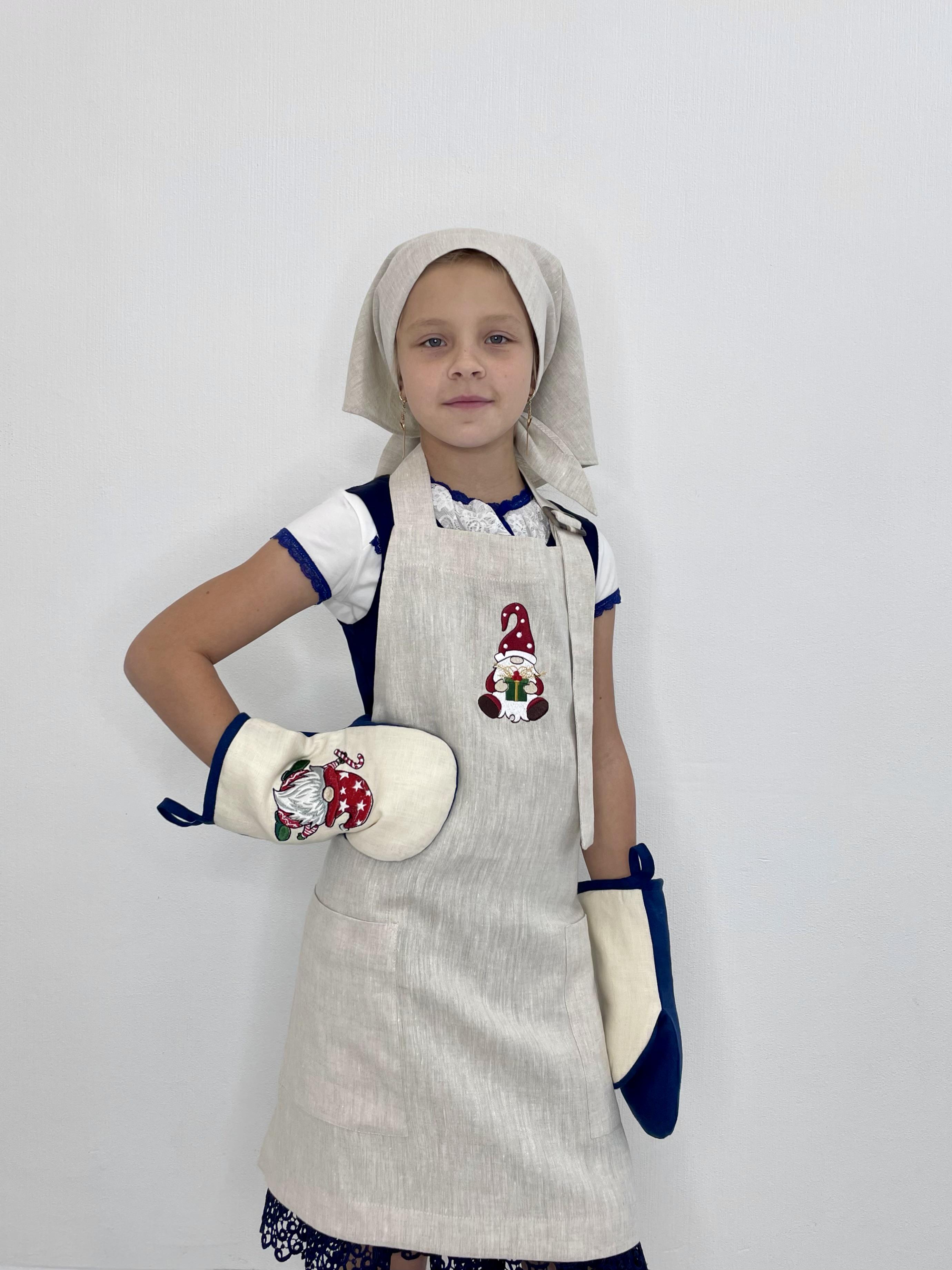 Фартук льняной детский с вышивкой Гном (30083213) - фото 4 Фартук льняной детский с вышивкой Гном (30083213) - фото 4