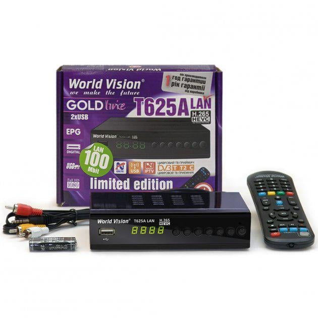 Тюнер Т2 DVB-T2/C World Vision T625A LAN Ethernet H.265 з підтримкою кабельного ТБ та універсальним пультом