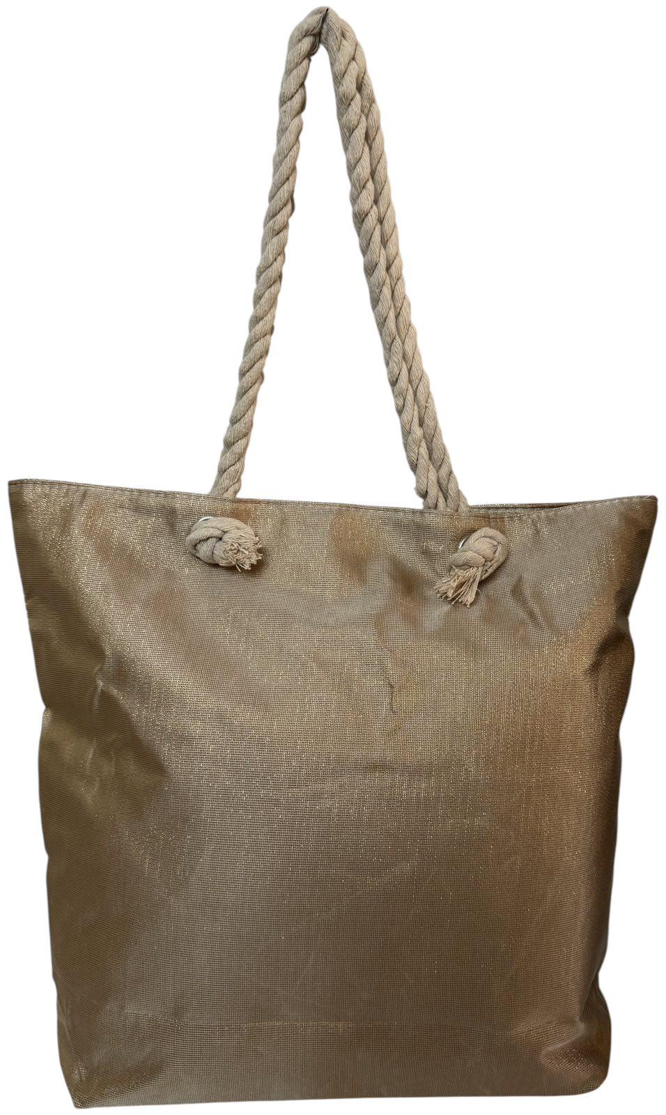 Сумка пляжна жіноча з тканини на блискавці Темно-бежевий (2069) - фото 3 Сумка пляжна жіноча з тканини на блискавці Темно-бежевий (2069) - фото 3