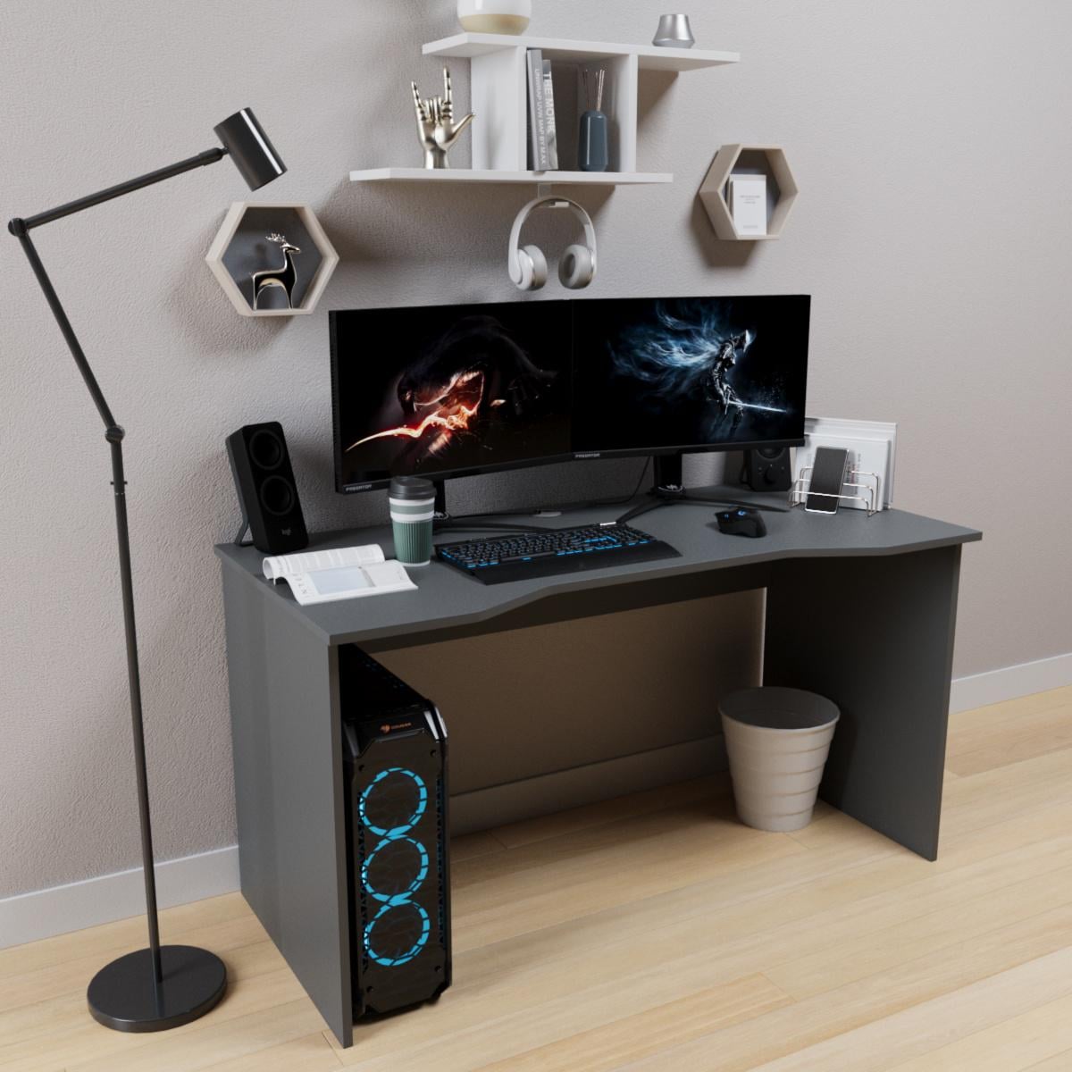 Компьютерный стол Mebellini Кратос 1150х750х600 мм Антрацит (арт.SKEP1000-104)