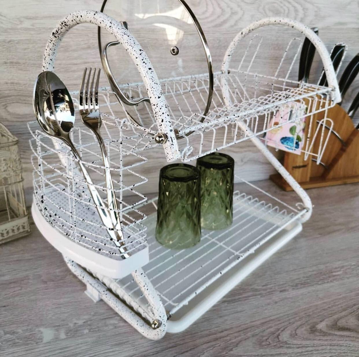 Сушарка для посуду настільна Edenberg EB-2109M мармурове покриття Білий (2530556592) - фото 4