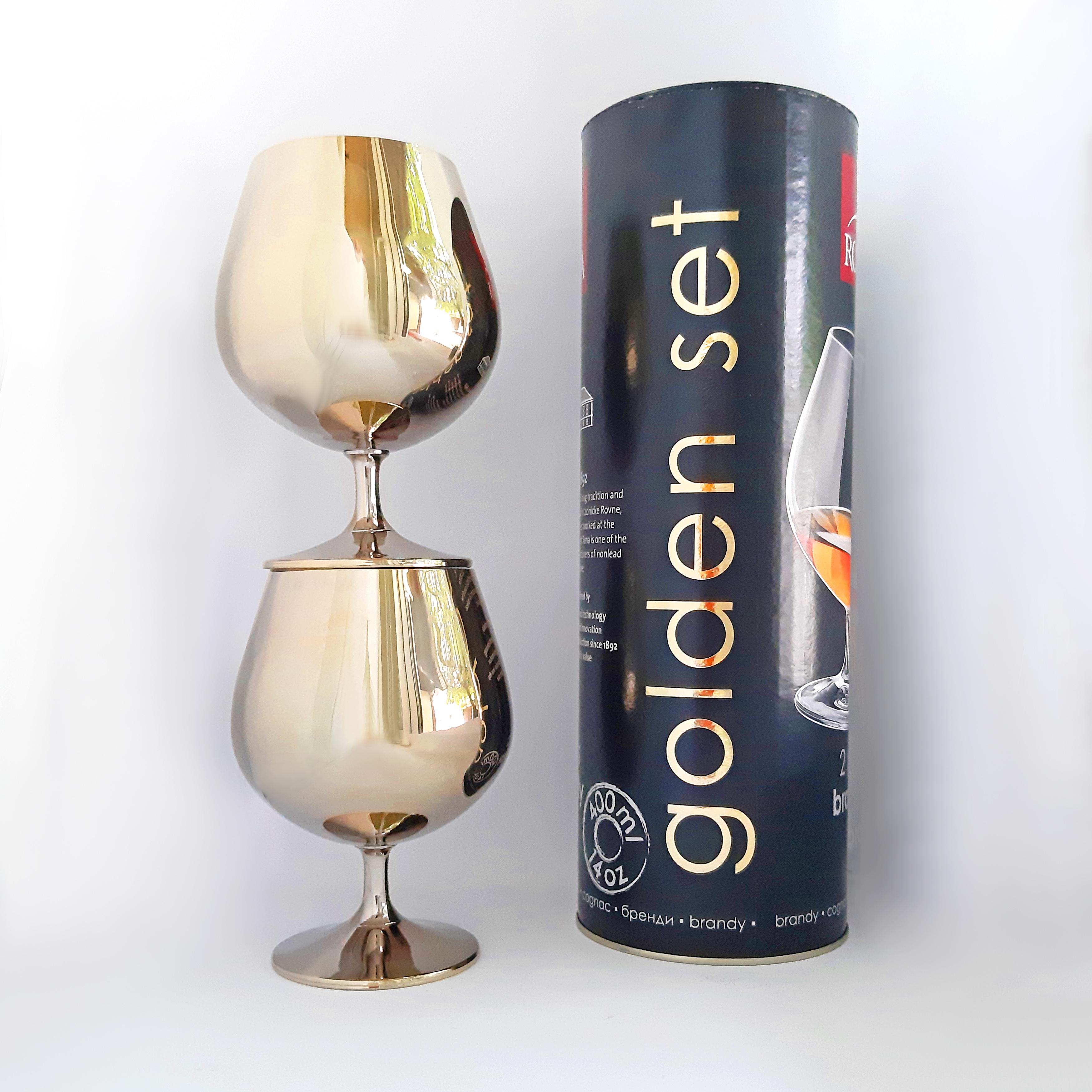 Набор бокалов Rona Golden Set для бренди 400 мл 2 пр. тубус Золото