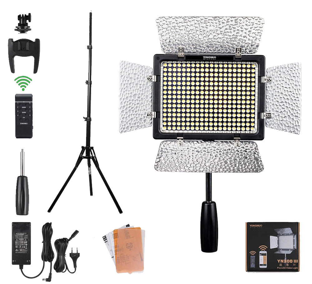 Комплект Led світла Yongnuo YN-300 III 3200-5500K адаптер мережевий стійка 2 м (1683994728)