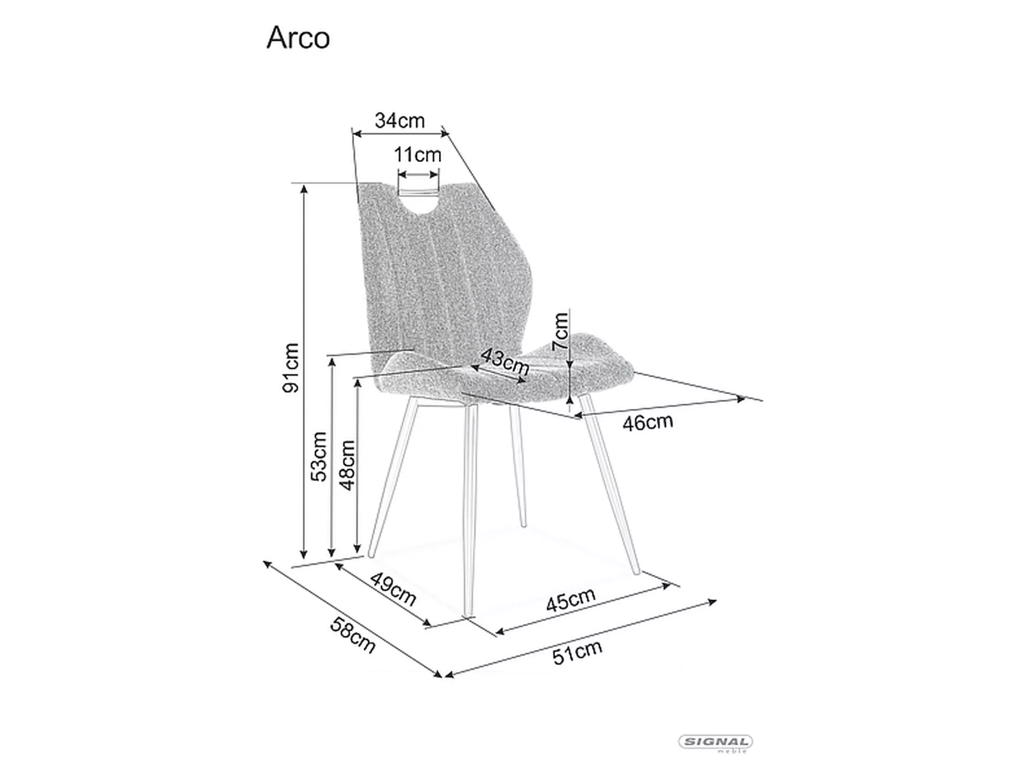 Стул кухонный Signal ARCO VELVET Черный/Бежевый (11671531) - фото 2