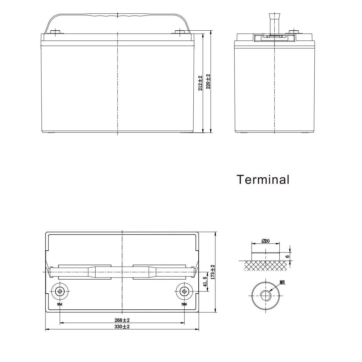 Аккумулятор гелевый WPPower WPPDG12-115 115 А 12 V для инвертора 115 Аh - фото 4